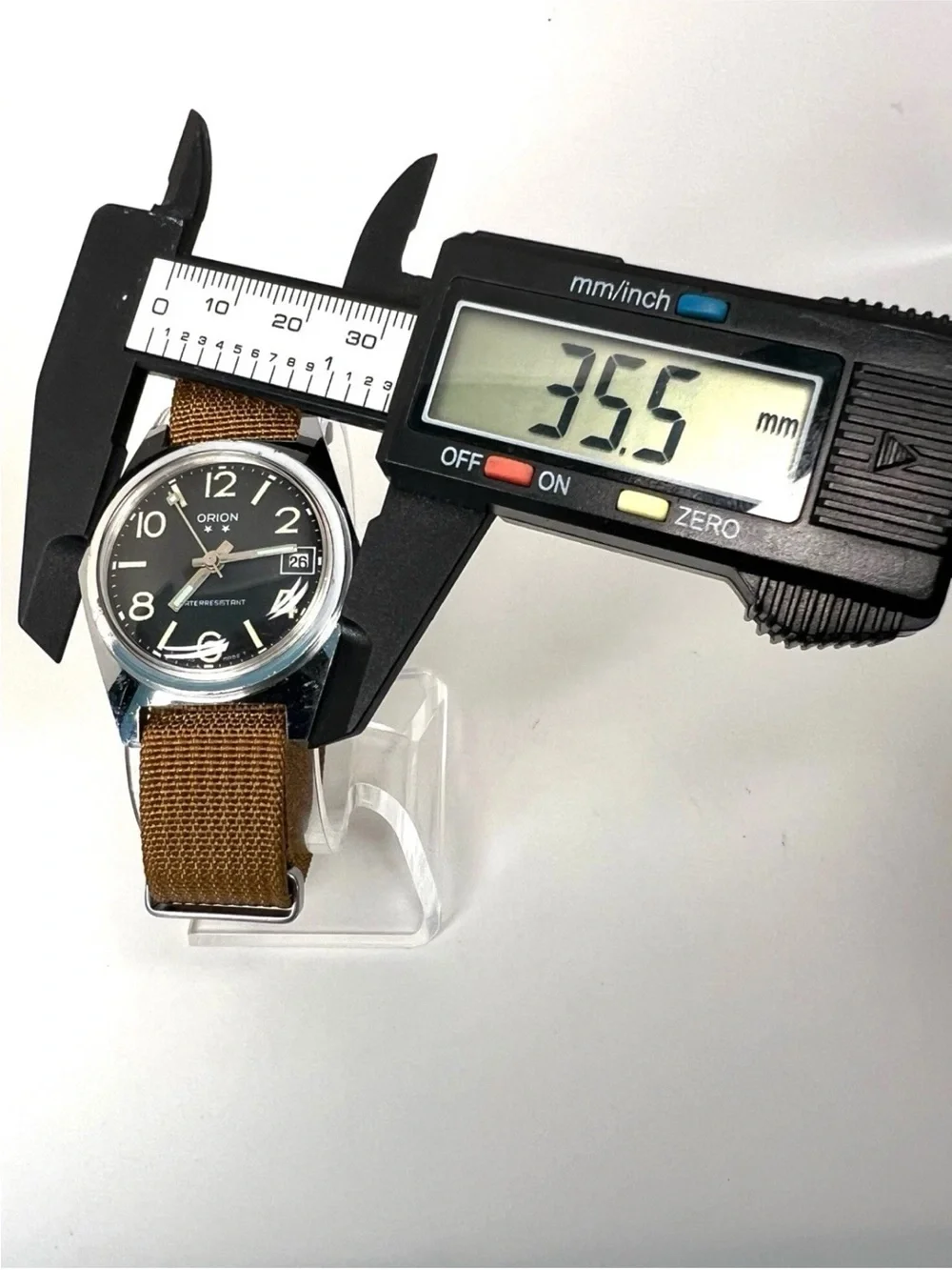Orion Black Dial Men’s Watch with Brown Nylon Strap